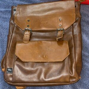 Three box leather bag many pockets
